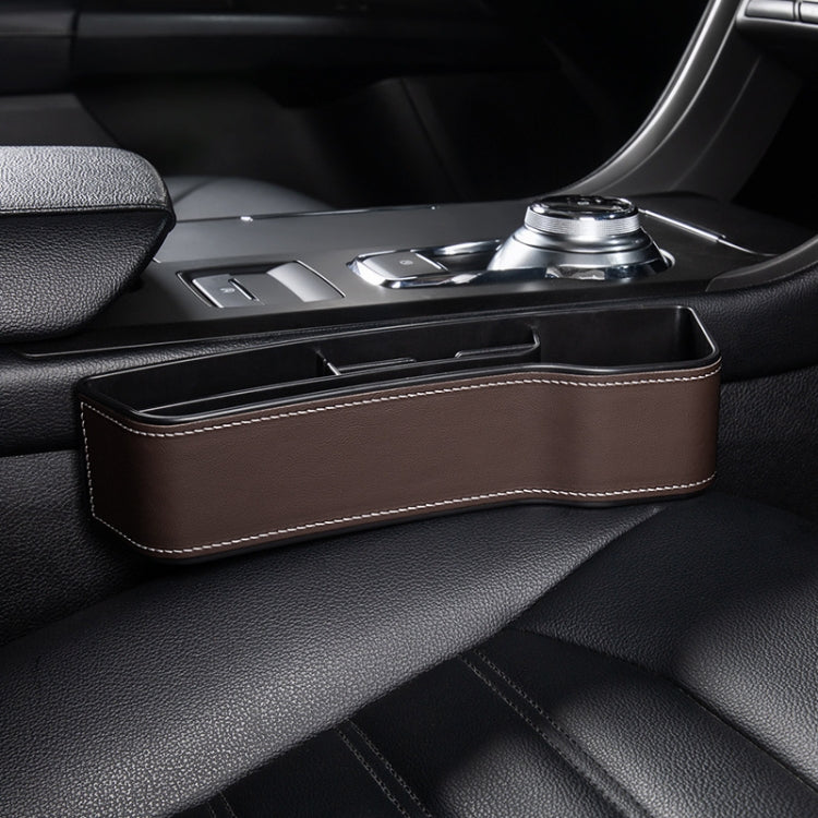 Car Multi-functional Console Box Cup Holder Seat Gap Side Storage Box, Leather Style, Color:Brown