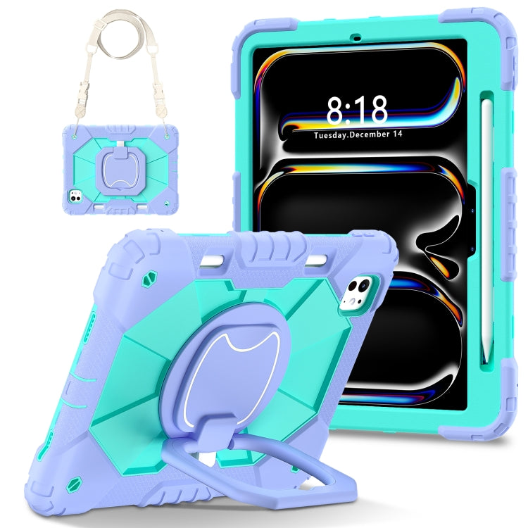 For iPad Pro 11 2025 / 2024 Contrast Color Robot Silicone Hybrid PC Tablet Case