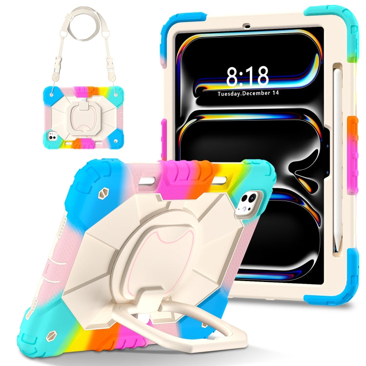 For iPad Pro 11 2025 / 2024 Contrast Color Robot Silicone Hybrid PC Tablet Case