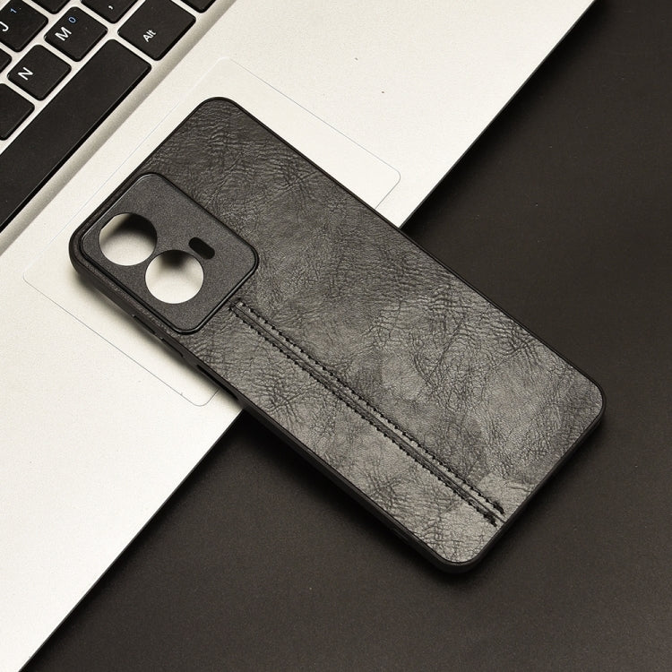For Motorola Moto E14 Cow Pattern Sewing Back Cover Phone Case