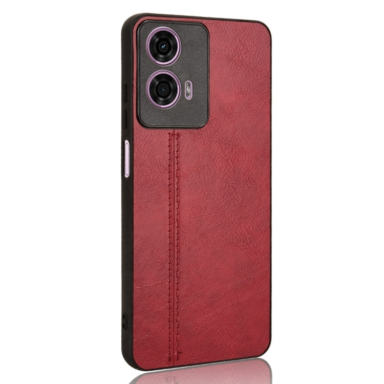 For Motorola Moto E14 Cow Pattern Sewing Back Cover Phone Case