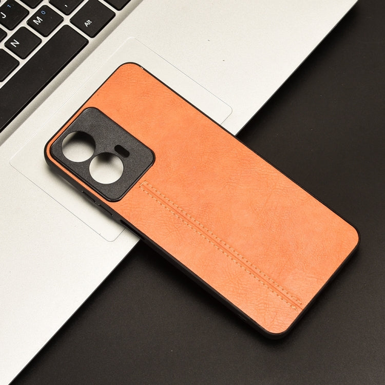 For Motorola Moto E14 Cow Pattern Sewing Back Cover Phone Case