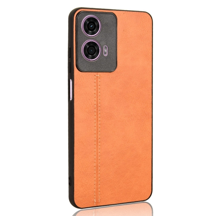 For Motorola Moto E14 Cow Pattern Sewing Back Cover Phone Case