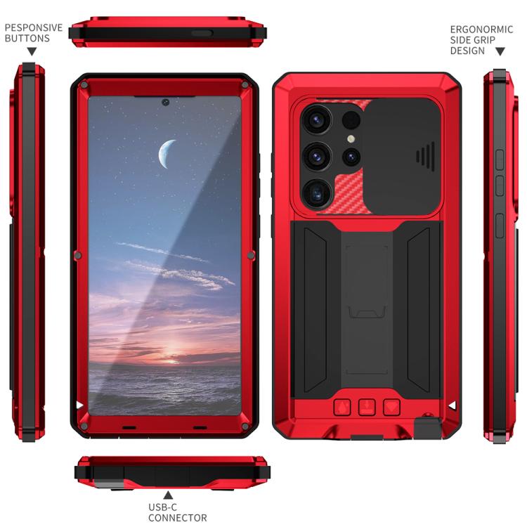 For Samsung Galaxy S25 Ultra 5G R-JUST Sliding Camera Life Waterproof Holder Phone Case