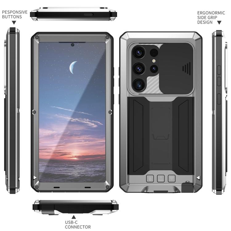 For Samsung Galaxy S25 Ultra 5G R-JUST Sliding Camera Life Waterproof Holder Phone Case