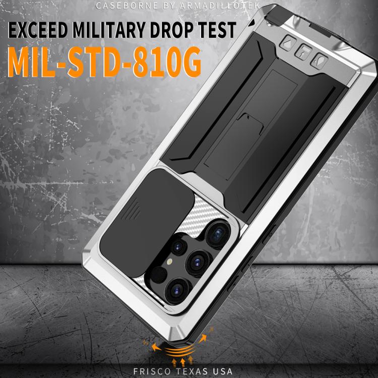 For Samsung Galaxy S25 Ultra 5G R-JUST Sliding Camera Life Waterproof Holder Phone Case