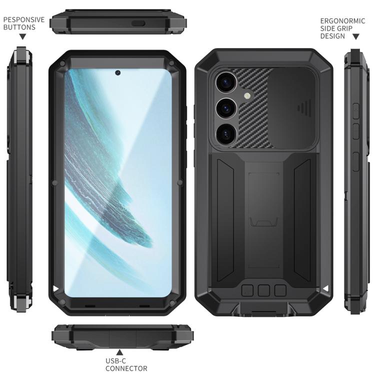 For Samsung Galaxy S25+ 5G R-JUST Sliding Camera Life Waterproof Holder Phone Case
