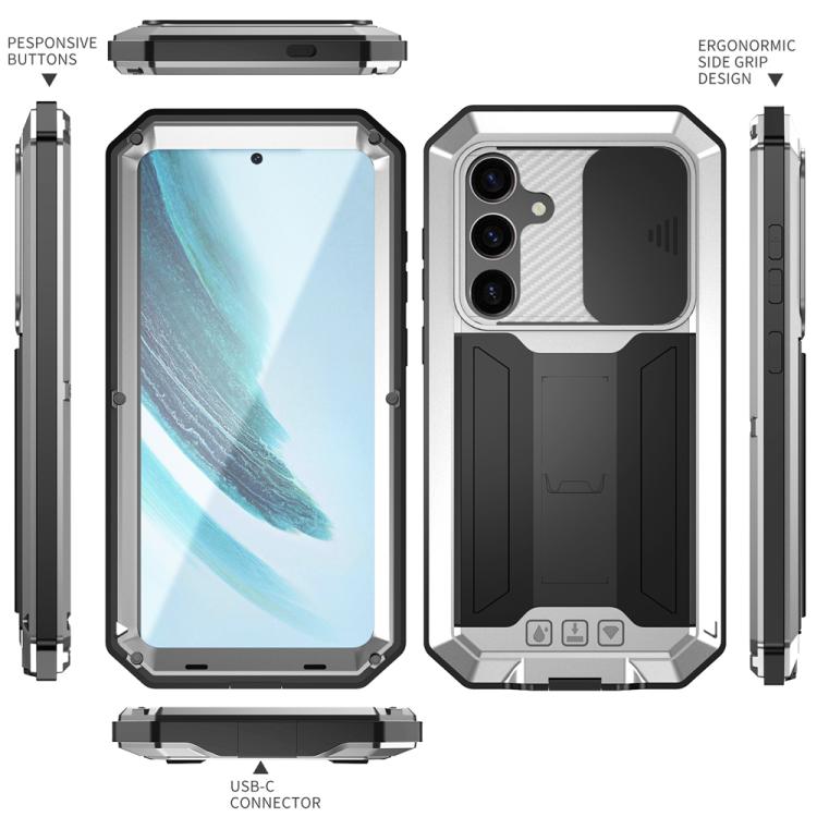 For Samsung Galaxy S25+ 5G R-JUST Sliding Camera Life Waterproof Holder Phone Case