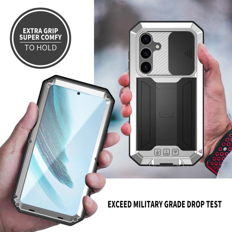 For Samsung Galaxy S25+ 5G R-JUST Sliding Camera Life Waterproof Holder Phone Case