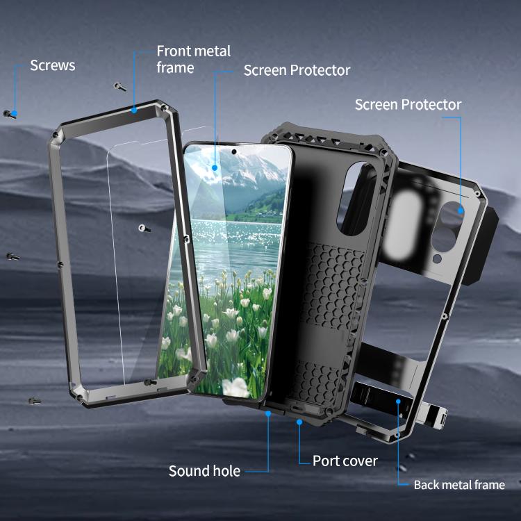 For Samsung Galaxy S25 Edge 5G R-JUST Life Waterproof Dustproof Shockproof Holder Phone Case