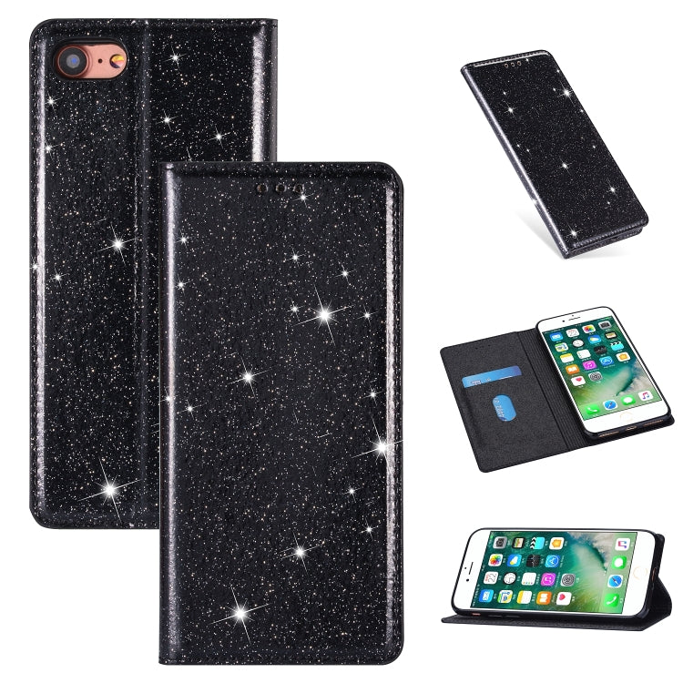 For iPhone 8 / 7 Ultrathin Glitter Magnetic Horizontal Flip Leather Case with Holder & Card Slots