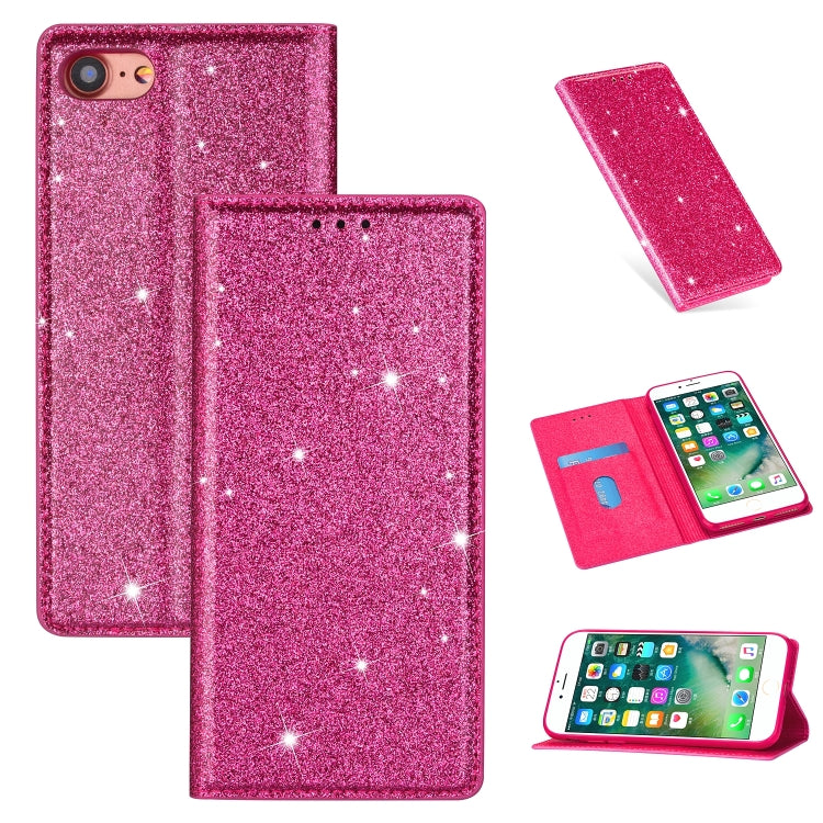 For iPhone 8 / 7 Ultrathin Glitter Magnetic Horizontal Flip Leather Case with Holder & Card Slots
