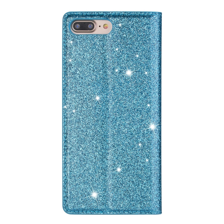 For iPhone 8 Plus / 7 Plus Ultrathin Glitter Magnetic Horizontal Flip Leather Case with Holder & Card Slots