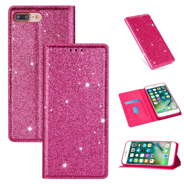 For iPhone 8 Plus / 7 Plus Ultrathin Glitter Magnetic Horizontal Flip Leather Case with Holder & Card Slots