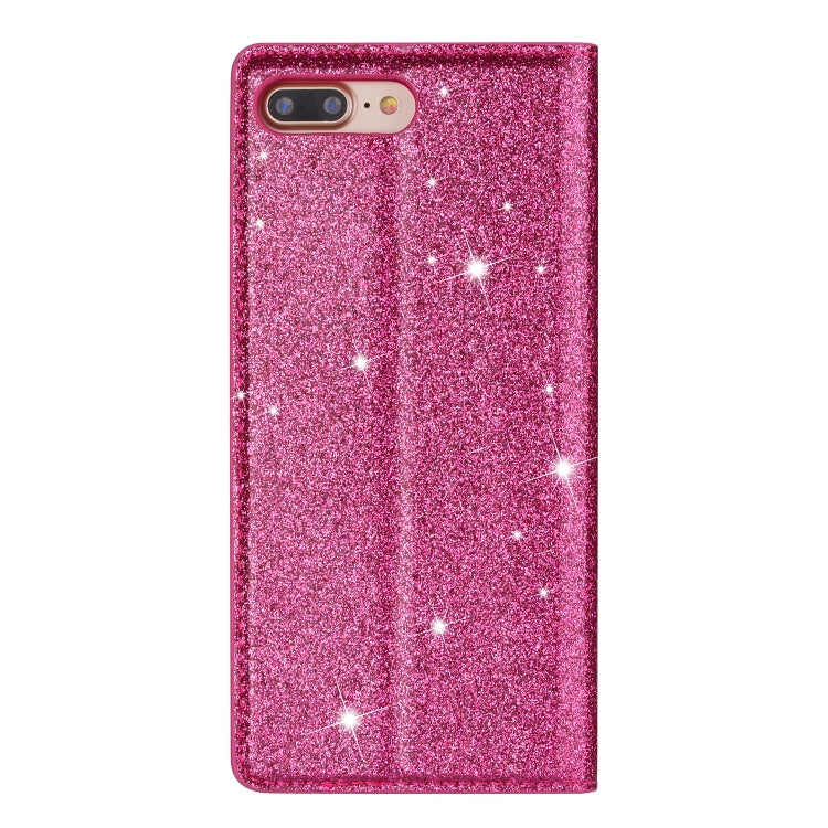 For iPhone 8 Plus / 7 Plus Ultrathin Glitter Magnetic Horizontal Flip Leather Case with Holder & Card Slots
