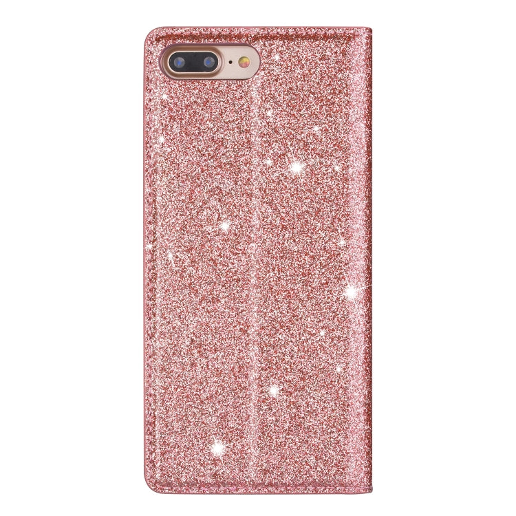 For iPhone 8 Plus / 7 Plus Ultrathin Glitter Magnetic Horizontal Flip Leather Case with Holder & Card Slots