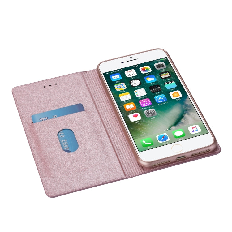 For iPhone 8 Plus / 7 Plus Ultrathin Glitter Magnetic Horizontal Flip Leather Case with Holder & Card Slots