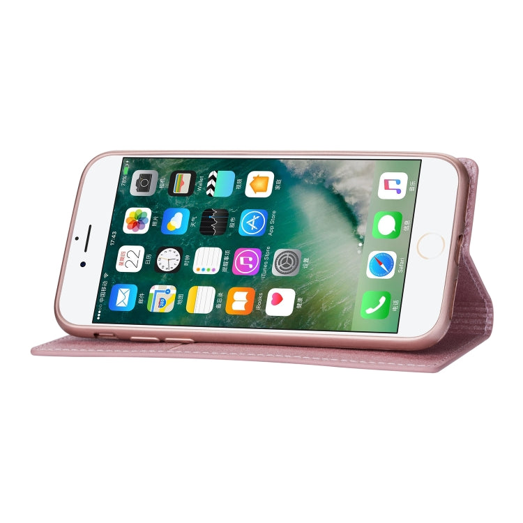 For iPhone 8 Plus / 7 Plus Ultrathin Glitter Magnetic Horizontal Flip Leather Case with Holder & Card Slots