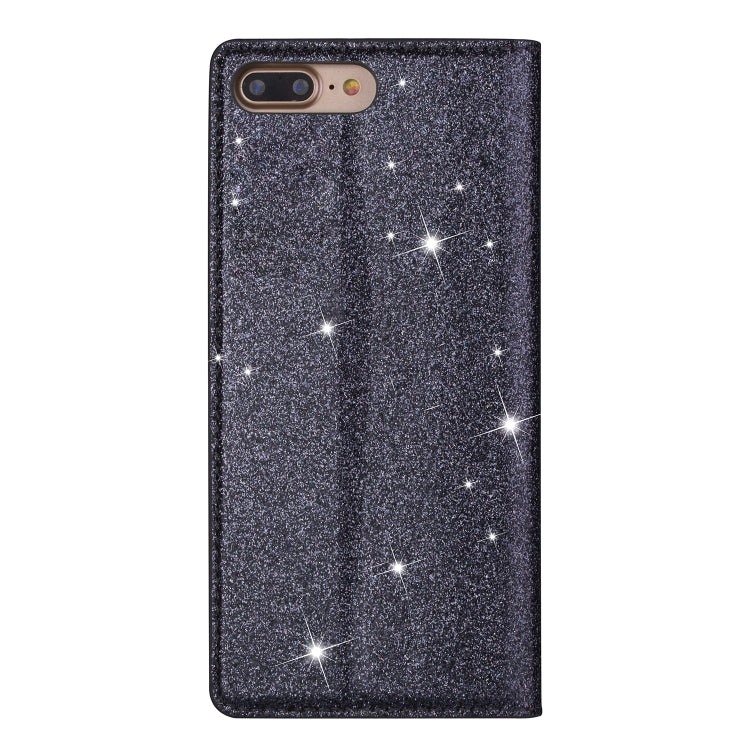 For iPhone 8 Plus / 7 Plus Ultrathin Glitter Magnetic Horizontal Flip Leather Case with Holder & Card Slots
