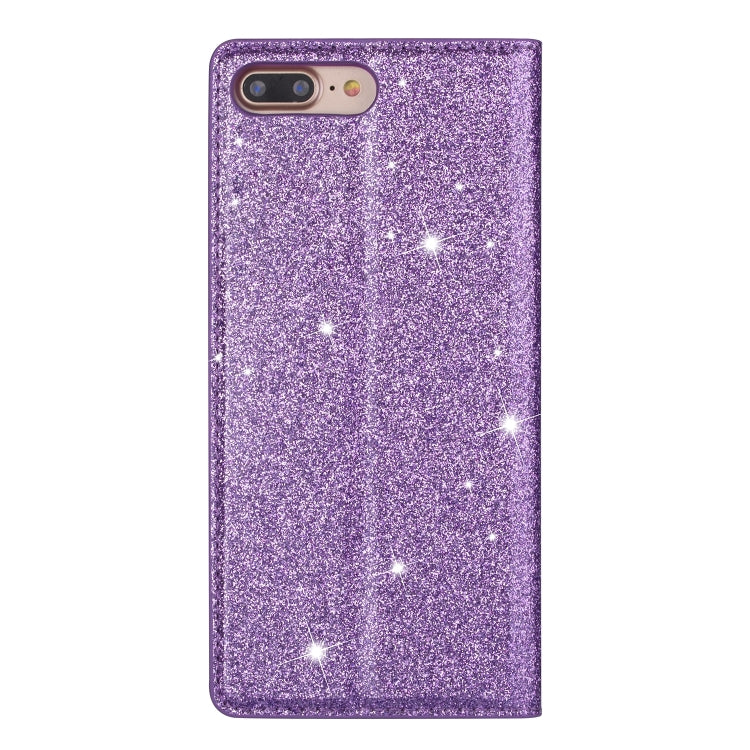 For iPhone 8 Plus / 7 Plus Ultrathin Glitter Magnetic Horizontal Flip Leather Case with Holder & Card Slots