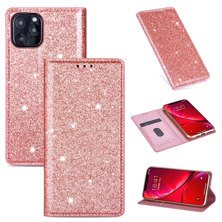 For iPhone 11 Pro Max Ultrathin Glitter Magnetic Horizontal Flip Leather Case with Holder & Card Slots
