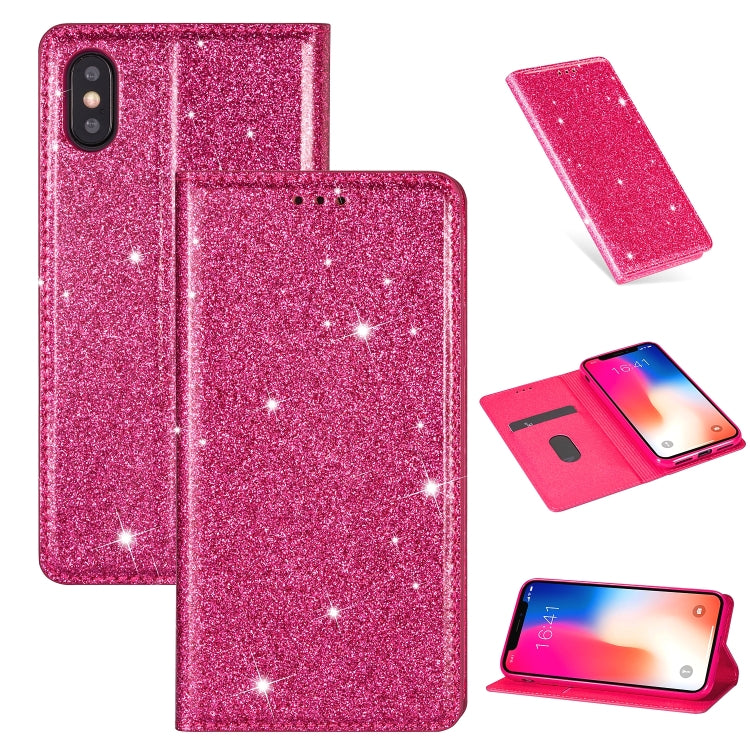 For iPhone X / XS Ultrathin Glitter Magnetic Horizontal Flip Leather Case with Holder & Card Slots