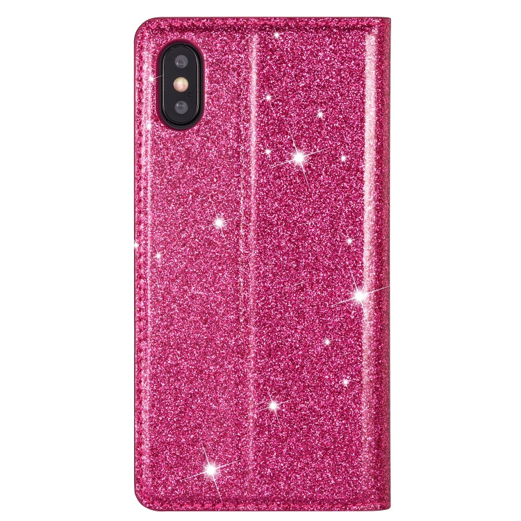 For iPhone X / XS Ultrathin Glitter Magnetic Horizontal Flip Leather Case with Holder & Card Slots