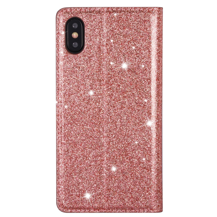 For iPhone X / XS Ultrathin Glitter Magnetic Horizontal Flip Leather Case with Holder & Card Slots