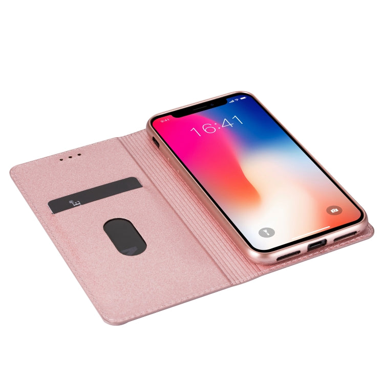 For iPhone X / XS Ultrathin Glitter Magnetic Horizontal Flip Leather Case with Holder & Card Slots