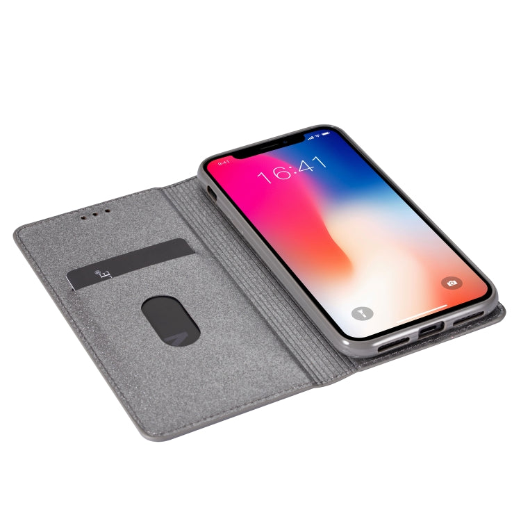 For iPhone X / XS Ultrathin Glitter Magnetic Horizontal Flip Leather Case with Holder & Card Slots