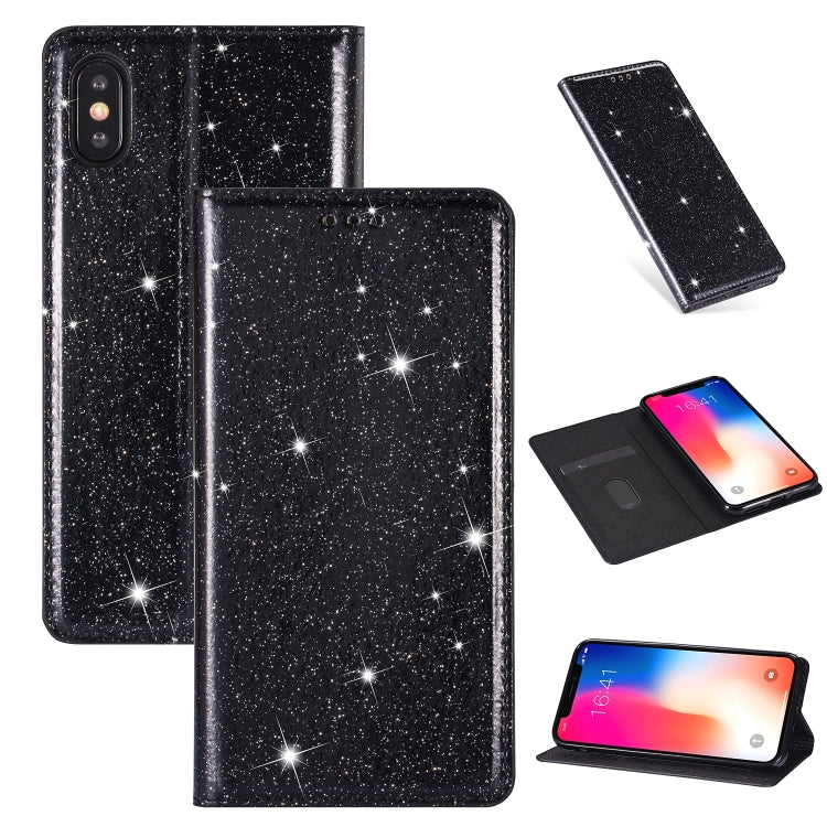 For iPhone XR Ultrathin Glitter Magnetic Horizontal Flip Leather Case with Holder & Card Slots