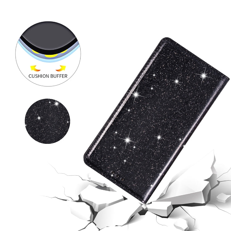 For iPhone XR Ultrathin Glitter Magnetic Horizontal Flip Leather Case with Holder & Card Slots