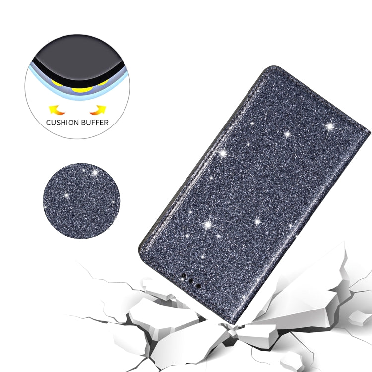 For iPhone XR Ultrathin Glitter Magnetic Horizontal Flip Leather Case with Holder & Card Slots