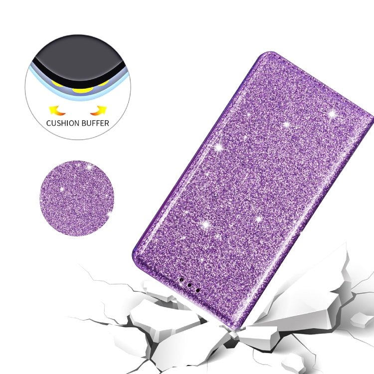 For iPhone XR Ultrathin Glitter Magnetic Horizontal Flip Leather Case with Holder & Card Slots