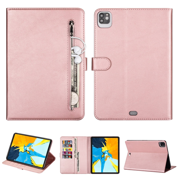 For iPad Pro 12.9(2020) / Pro 12.9(2018) Tablet Fashion Calf Texture Zipper Horizontal Flip Leather Tablet Case with Stand & Card Slots & Wallet & Wake-up / Sleep Function