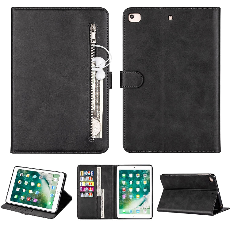 For iPad Mini 1 / 2 / 3 / 4 / 5 Tablet Fashion Calf Texture Zipper Horizontal Flip Leather Case with Stand & Card Slots & Wallet & Wake-up / Sleep Function