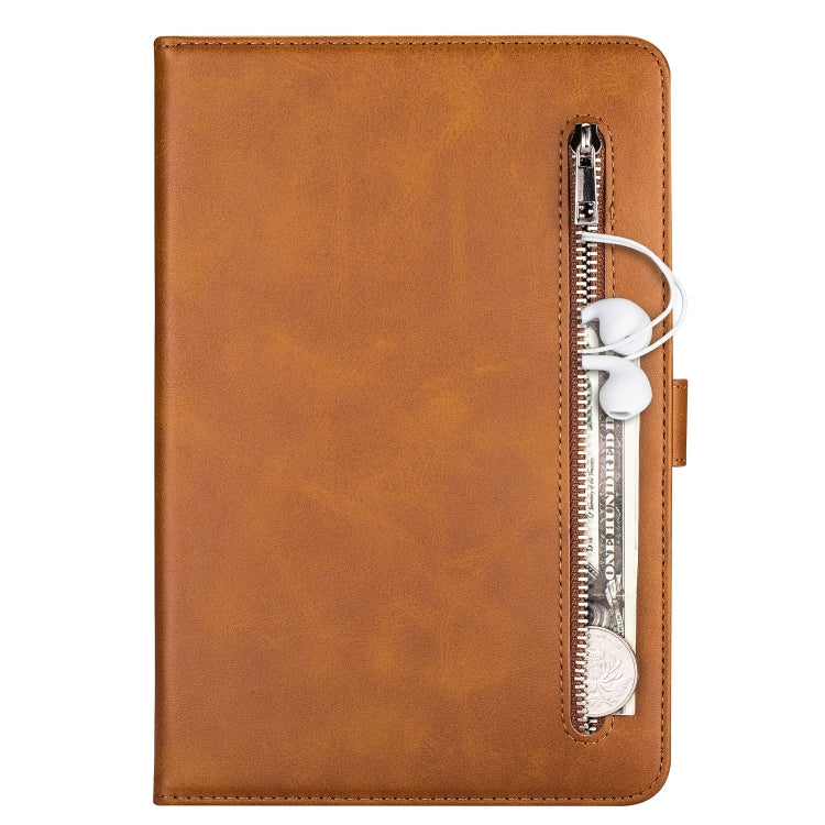 For iPad Mini 1 / 2 / 3 / 4 / 5 Tablet Fashion Calf Texture Zipper Horizontal Flip Leather Case with Stand & Card Slots & Wallet & Wake-up / Sleep Function