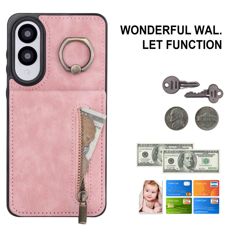 For Samsung Galaxy S25 Edge 5G Retro Ring and Zipper RFID Card Slot Phone Case