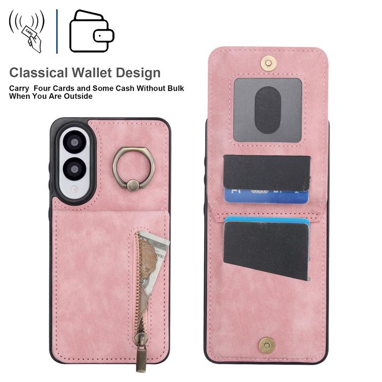 For Samsung Galaxy S25 Edge 5G Retro Ring and Zipper RFID Card Slot Phone Case