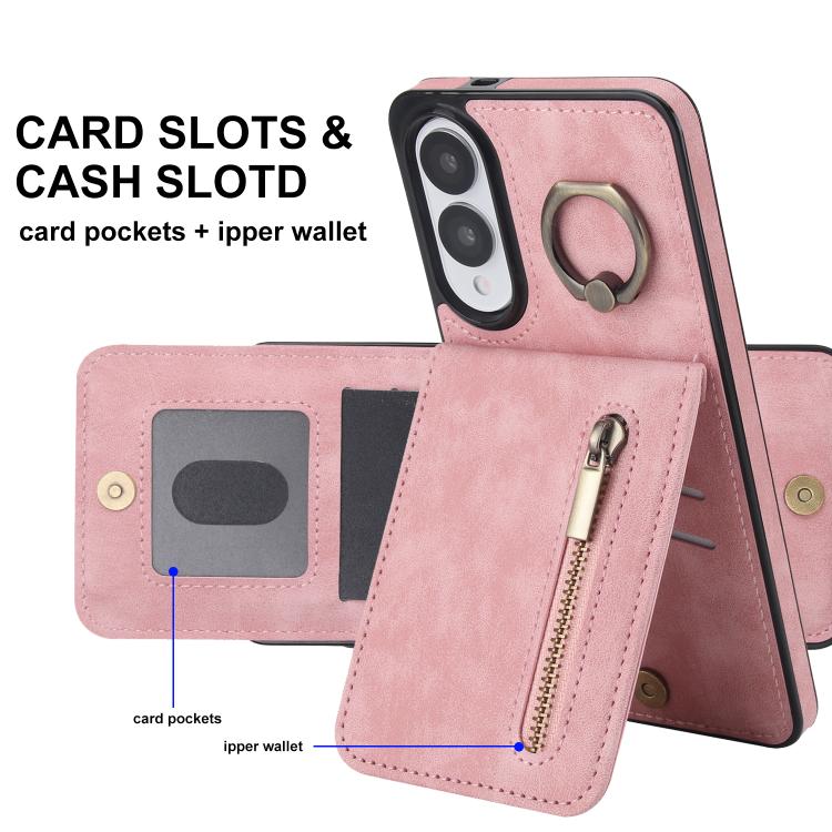 For Samsung Galaxy S25 Edge 5G Retro Ring and Zipper RFID Card Slot Phone Case