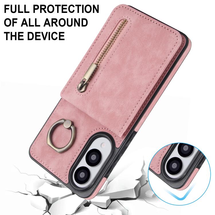 For Samsung Galaxy S25 Edge 5G Retro Ring and Zipper RFID Card Slot Phone Case