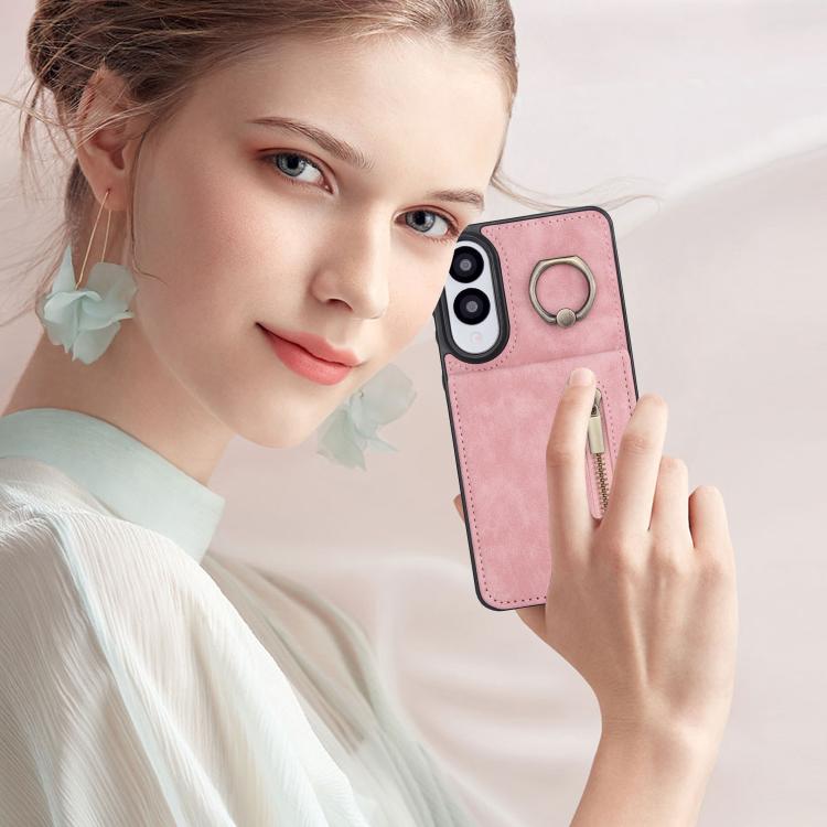 For Samsung Galaxy S25 Edge 5G Retro Ring and Zipper RFID Card Slot Phone Case