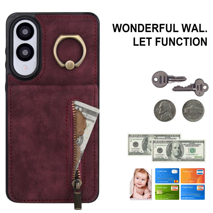 For Samsung Galaxy S25 Edge 5G Retro Ring and Zipper RFID Card Slot Phone Case