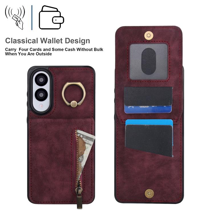 For Samsung Galaxy S25 Edge 5G Retro Ring and Zipper RFID Card Slot Phone Case