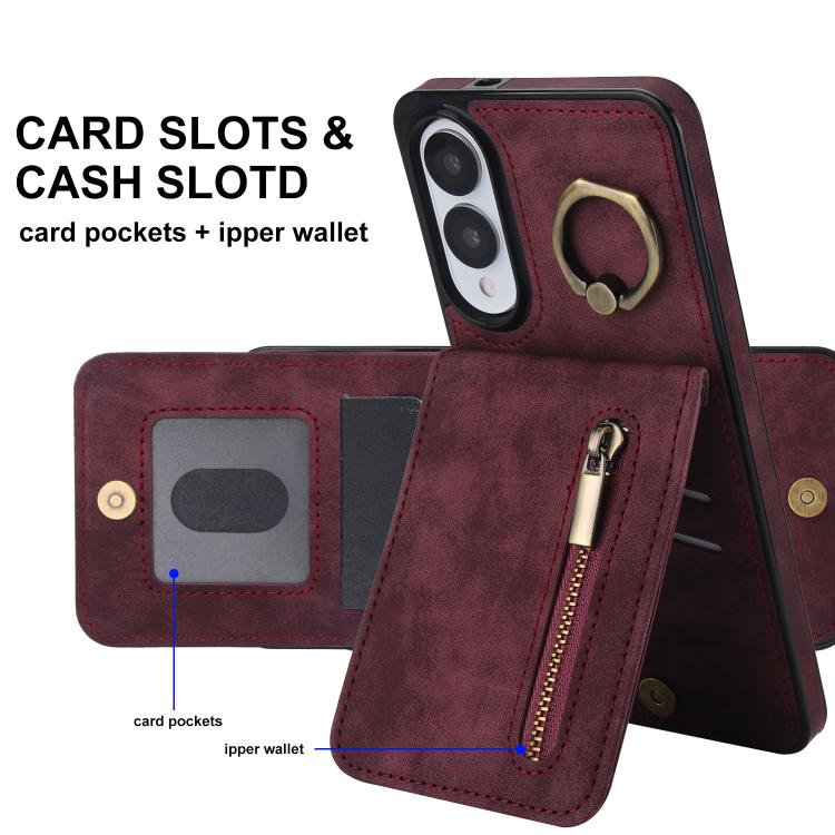 For Samsung Galaxy S25 Edge 5G Retro Ring and Zipper RFID Card Slot Phone Case