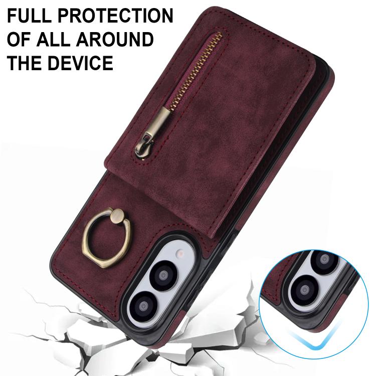 For Samsung Galaxy S25 Edge 5G Retro Ring and Zipper RFID Card Slot Phone Case