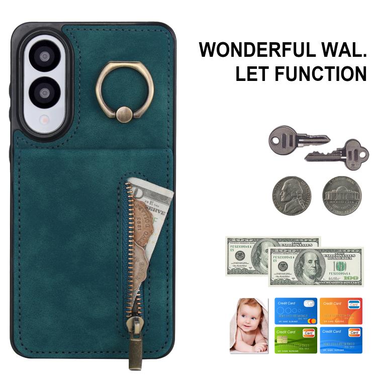 For Samsung Galaxy S25 Edge 5G Retro Ring and Zipper RFID Card Slot Phone Case