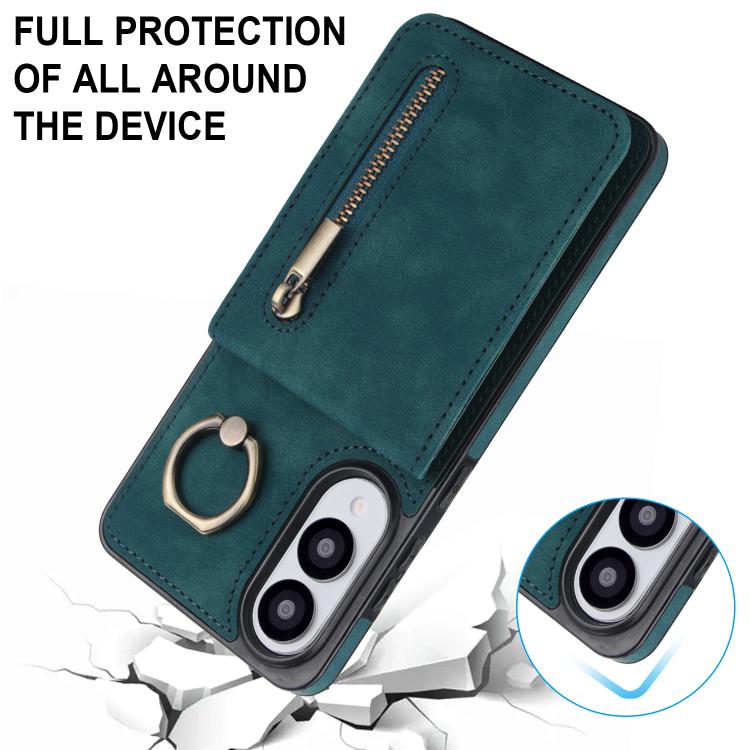 For Samsung Galaxy S25 Edge 5G Retro Ring and Zipper RFID Card Slot Phone Case