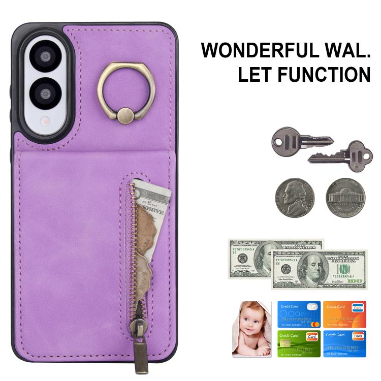 For Samsung Galaxy S25 Edge 5G Retro Ring and Zipper RFID Card Slot Phone Case