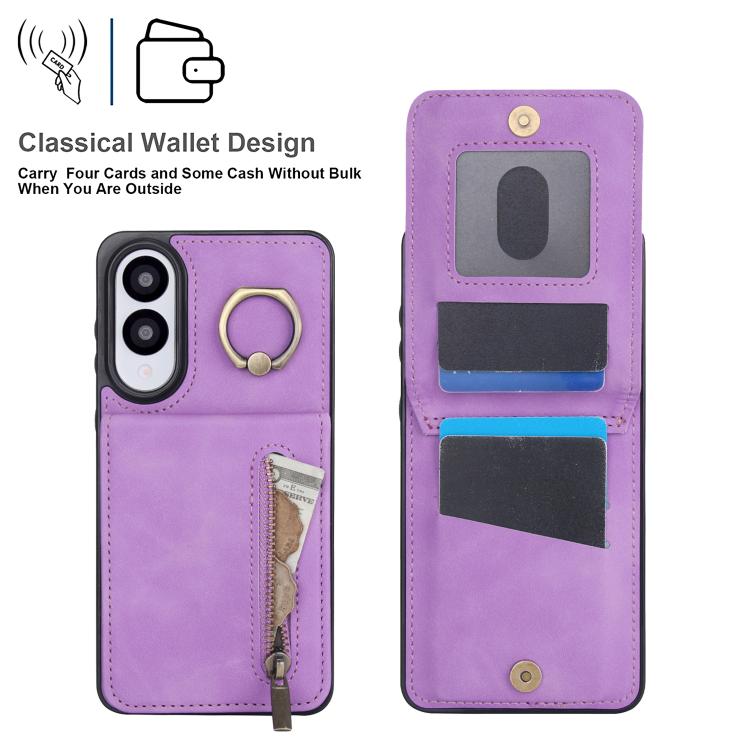 For Samsung Galaxy S25 Edge 5G Retro Ring and Zipper RFID Card Slot Phone Case